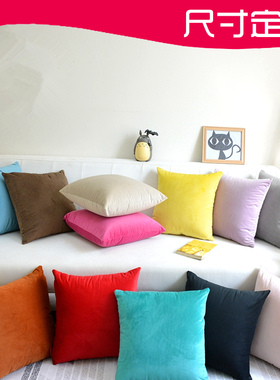 美式天鹅绒黄色抱枕套不含芯沙发靠枕正方形腰枕头客厅大靠垫订做