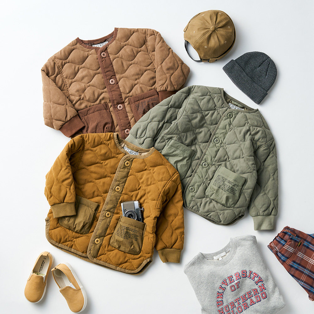 部分现货 日本代购 F.O.KIDS 童装 3色压纹夹棉保暖外套