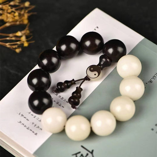 寸木寸金男女款黑檀木白玉菩提