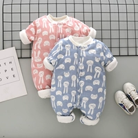 Quần áo cotton cho bé mùa thu và mùa đông 3 bộ quần áo sơ sinh romper romper 6 nam và nữ bé cotton mỏng jumpsuit ấm - Áo liền quần quần áo trẻ con