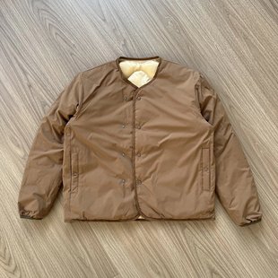 日系复古90白鸭绒光电子双面穿无领羽绒内胆羽绒服夹克外套男女款