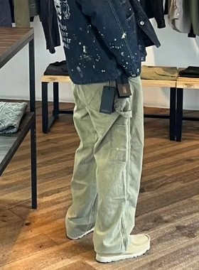 日系NBHD复古重工水洗做旧破洞直筒工装裤长裤伐木裤休闲裤男女款