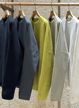 日系秋季GDW华夫格户外运动轻量速干透气吸湿排汗圆领长袖T恤男女