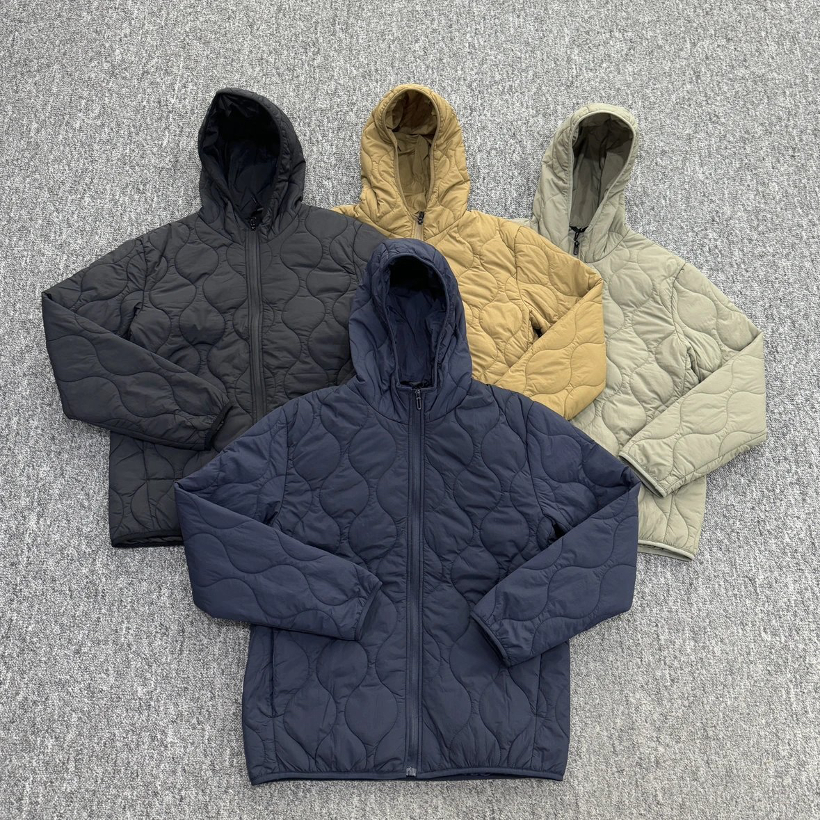 日系vintage复古山系衍缝宽松连帽薄款棉服棉衣夹克外套 男女同款