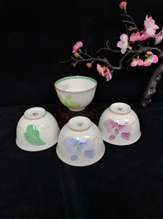 日本进口 皇家御用香兰社茶杯 手绘花卉 骨瓷 汤吞杯 主人杯