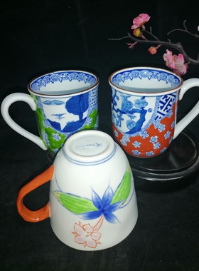 日本进口 有田烧其泉S3416陶瓷器彩绘梅花鸟马克杯 手绘手作240ml