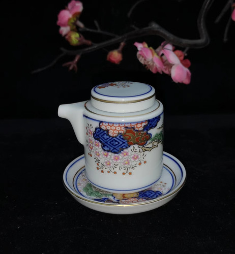 日本有田烧赏美堂其泉手绘春秋纹酱油醋调料壶 稀缺品S3717