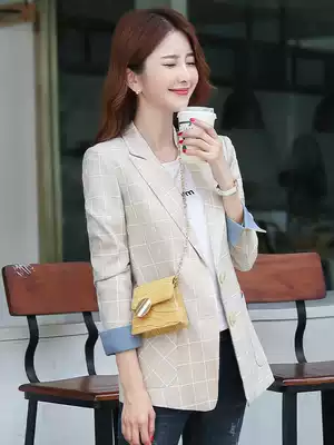 Fried street plaid blazer women's casual 2021 new spring and autumn Korean version of women's wild net red small suit top