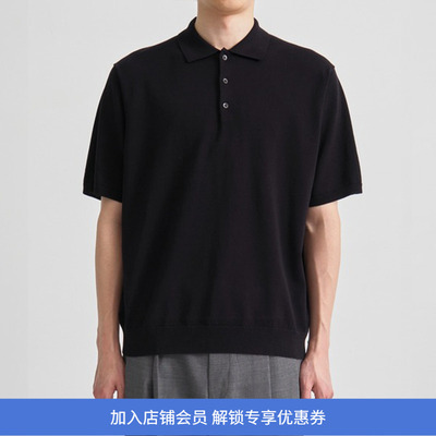 ATON COTTON WASHI KNIT HALF SLEEVE POLO 和纸棉混纺针织POLO衫