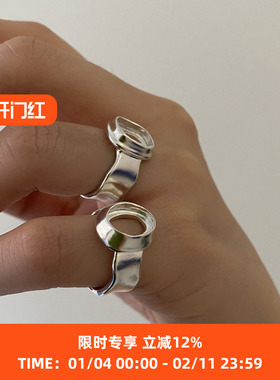 EnSage空心圆戒方形戒指