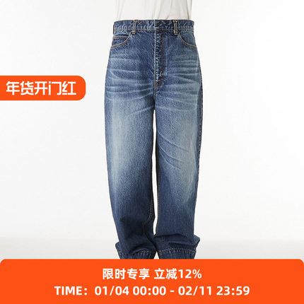 N.HOOLYWOOD WIDE TAPARED DENIM 13oz宽松廓形水洗牛仔裤