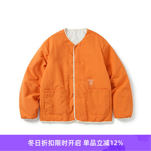 WHEELS WIND抗静电材质男女中性双面夹棉防泼水无领棉服外套 and