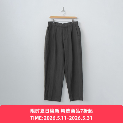 ATON COTTON LINEN VOILE LOOSE FIT PANTS 棉麻混纺宽松直筒长裤