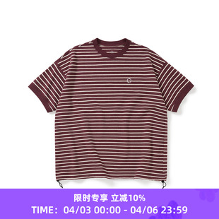 男女中性款 WHEELS and WIND T恤 针织条纹宽松圆领短袖