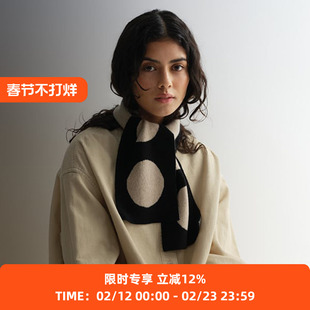 JO GORDON Small Spot Scarf 羊羔毛黑白圆点围巾