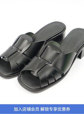 HEREU Ancora Squared Heeled Slide 女士粗跟方头拖鞋 高跟凉鞋