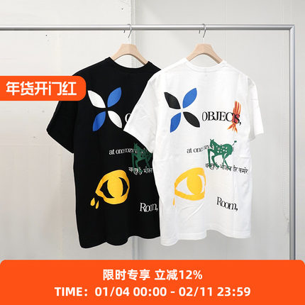 KHOKI Multi print T-shirt 背后印花主题圆领短袖T恤