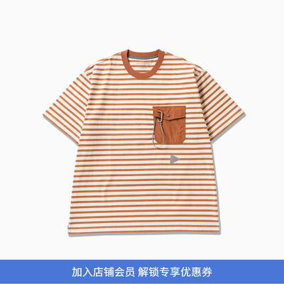 and wander stripe pocket SS T 男女条纹圆领短袖口袋T恤