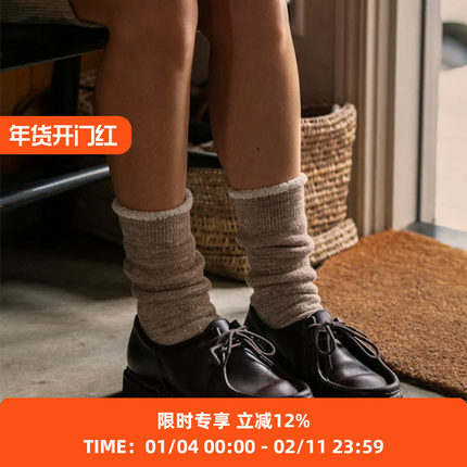 ROTOTO 日本制美利奴羊毛有机棉混合面料双层编织男女针织袜