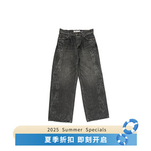 Denim Vintage Wide Pants印花洗水廓形牛仔裤 Cat DAIRIKU Print