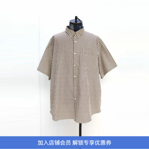 is-ness Tab Color Vent Short-Sleeve Shirt 宽松条纹短袖衬衫