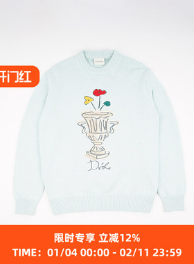 Drole de Monsieur La Maille Vase 花瓶刺绣圆领毛衣