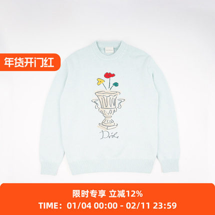 Drole de Monsieur La Maille Vase 花瓶刺绣圆领毛衣