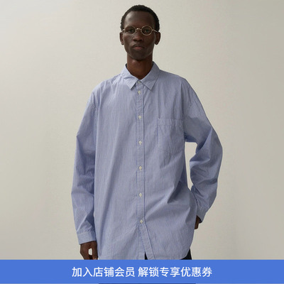 ATON GIZA BROAD WASHED SHIRT中性款超长埃及棉水洗宽松长袖衬衫