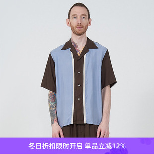 COLLAR OPEN SHIRT 混纺清凉感拼色休闲短袖 YOKE 衬衫 COLORBLOCK