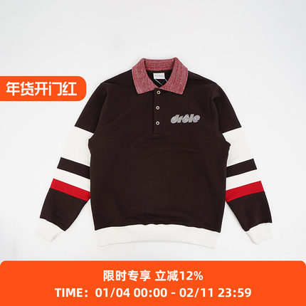 Drole De Monsieur Le Polo Sport 法式风度假风拼色长袖POLO衫