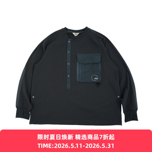WFELD DryWaffle Henley Neck Shirt 吸湿速干亨利领华夫格衬衫