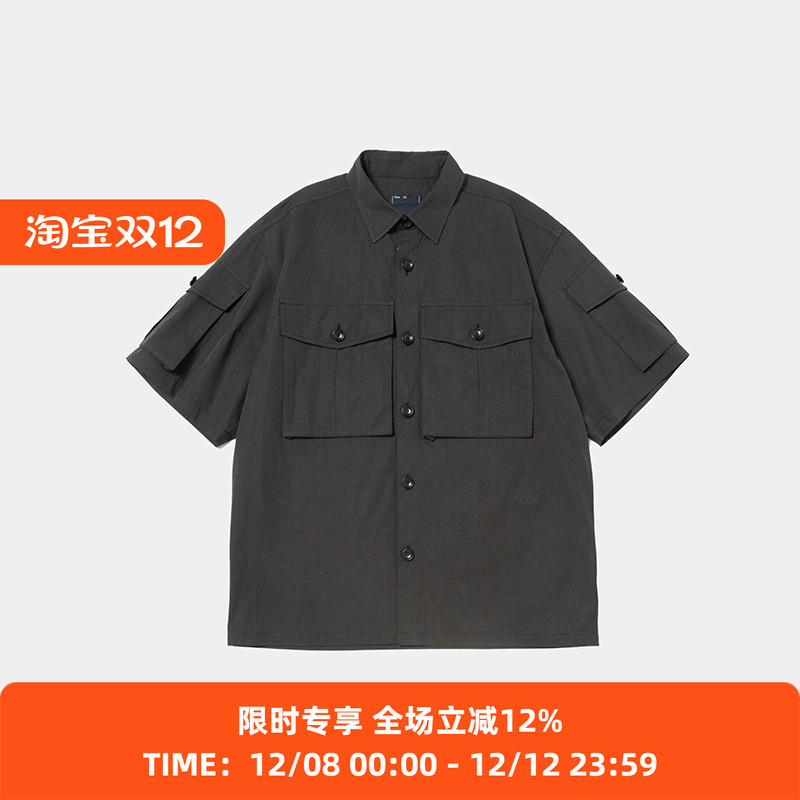 meanswhile Trinity Chambray Safari 机能性面料军事风短袖衬衫