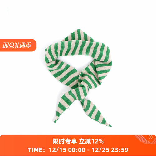 JO GORDON Stripe Triangle Neckerchief 羊羔毛彩色条纹三角围巾