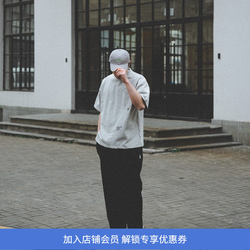 PRIMEE磅棉宽松纯色短袖口袋T恤