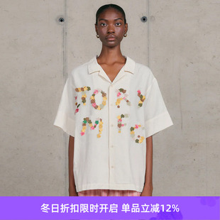 SHIRT GREETINGS 男女款 手工刺绣拼贴宽松短袖 Story 衬衫 mfg