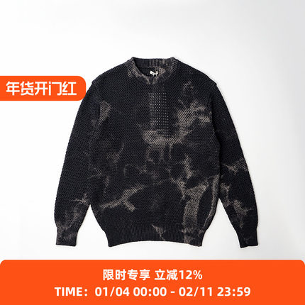 KHOKI Hand dyed pull over knit手工褪色染和纸针织圆领套头毛衣