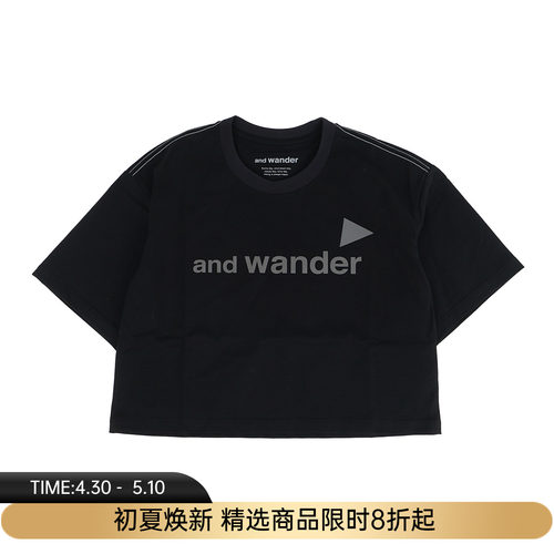 and wander Ref T (W)女装短款反光LOGO圆领短袖T恤