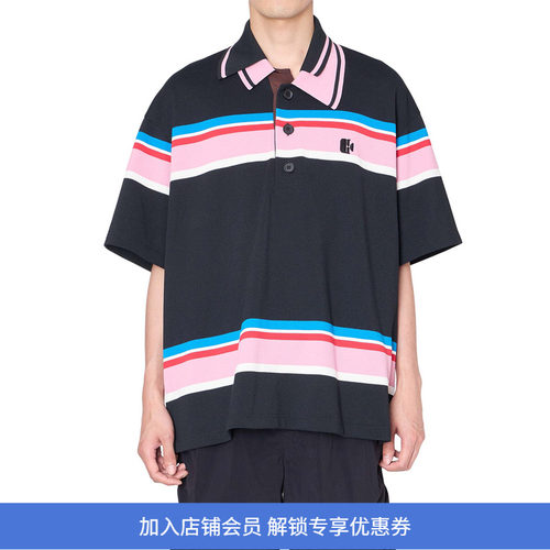 kolor Polo 宽松条纹短袖POLO衫
