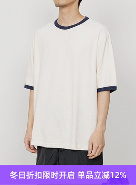marka RINGER PILE TEE 有机棉毛巾撞色圆领短袖T恤