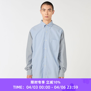Stripe Down Button 机能性面料复古拼色长袖 衬衫 Storm nanamica