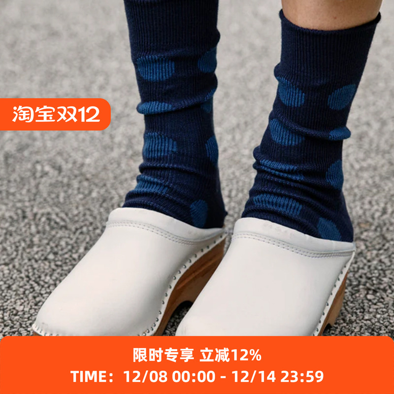 ROTOTO PORTHOLE DOT SOCKS 日本奈良制波点针织袜子 中筒袜