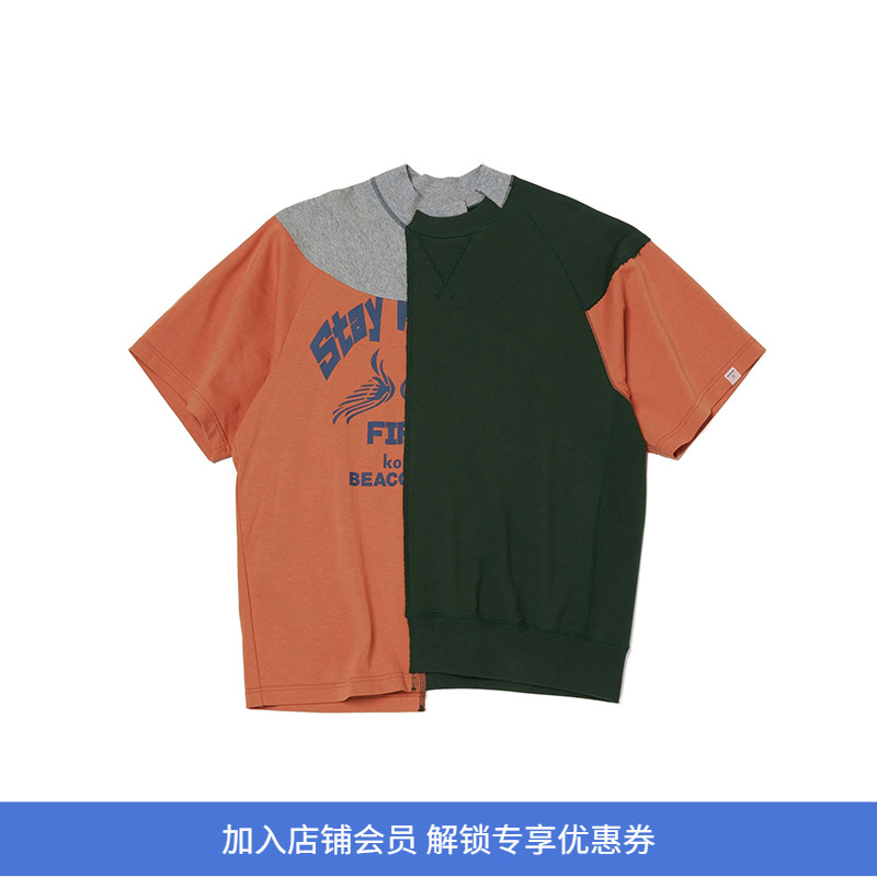 kolor BEACON Sweater REMAKE不规则拼接短袖圆领卫衣