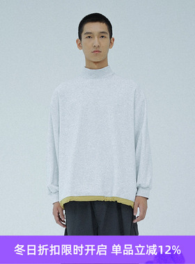 PRIMEE 男女款半高领拼接针织长袖T恤