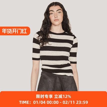 YMC CHARLOTTE SHORT SLEEVE TOP 女装休闲条纹圆领T恤