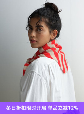 JO GORDON Wide Stripe Triangle 羊羔毛彩色宽条纹三角围巾