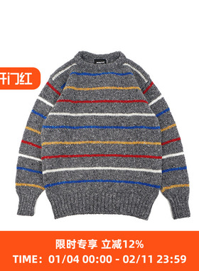 Howlin SIX BLADE KNIT 男女中性款条纹绵羊毛圆领毛衣