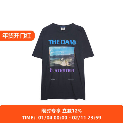 DUSTNATION THE DAM S/S TEE 复古水洗圆领短袖印花T恤