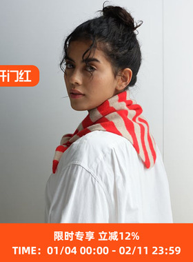 JO GORDON Wide Stripe Triangle 羊羔毛彩色宽条纹三角围巾