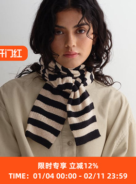 JO GORDON Small Pointelle Stripe Scarf 羊羔毛彩色条纹围巾