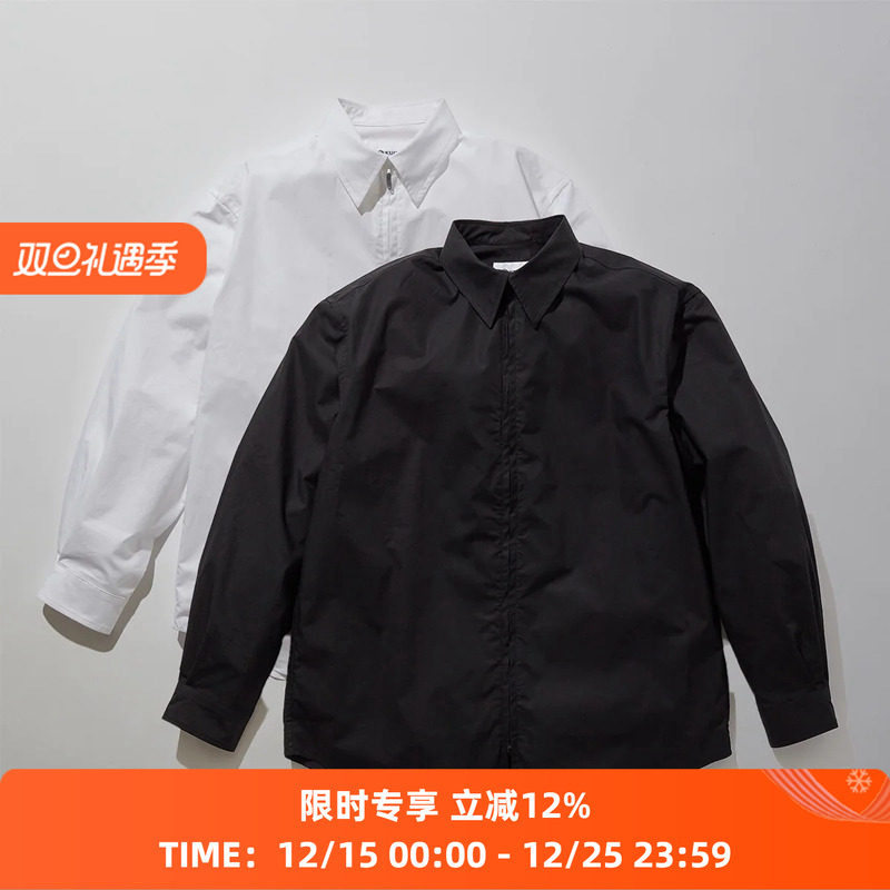 KUON透气高支棉拉链长袖衬衫